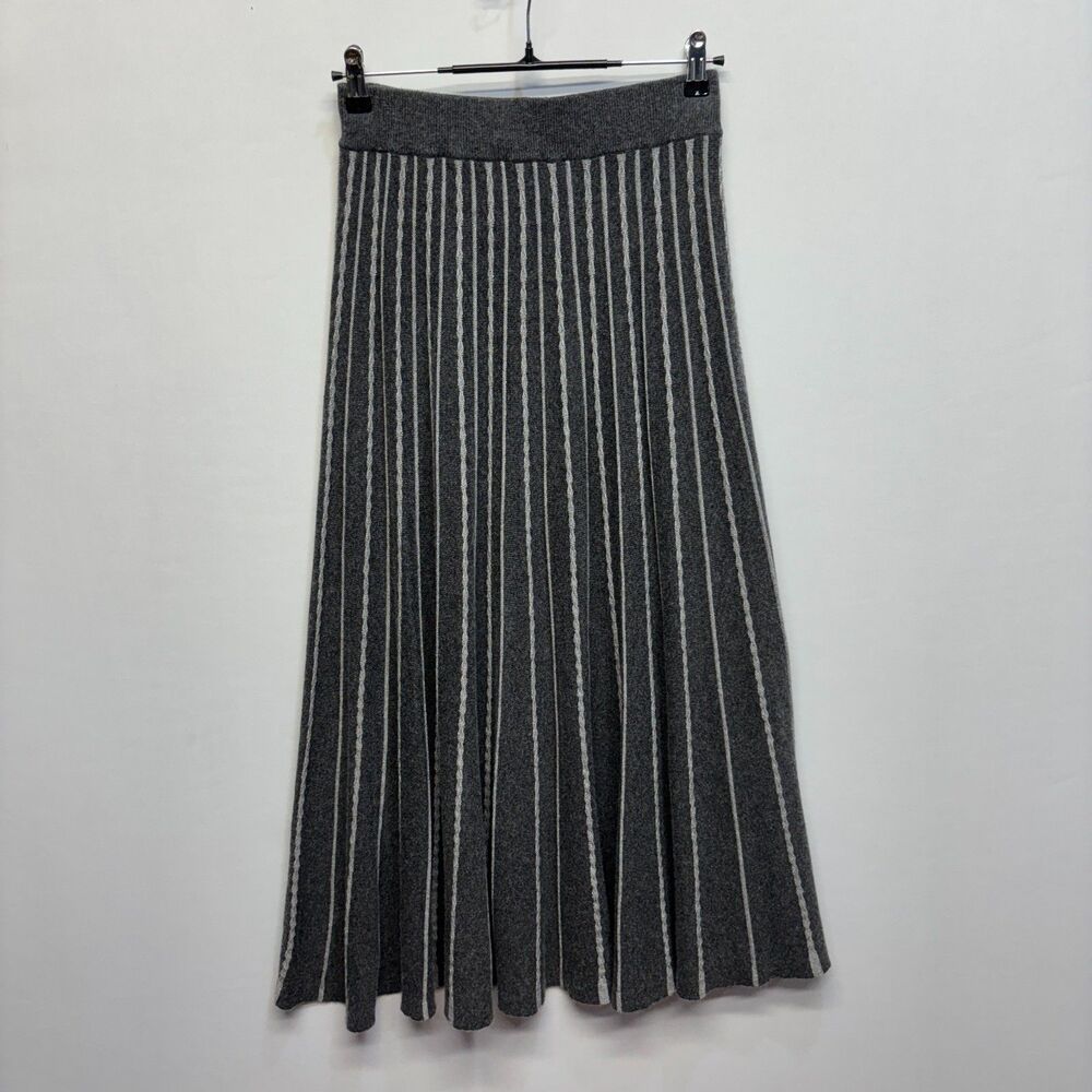 House of Bruar Women Silk Cashmere Flare Knit Maxi Skirt Size Medium C104 -25